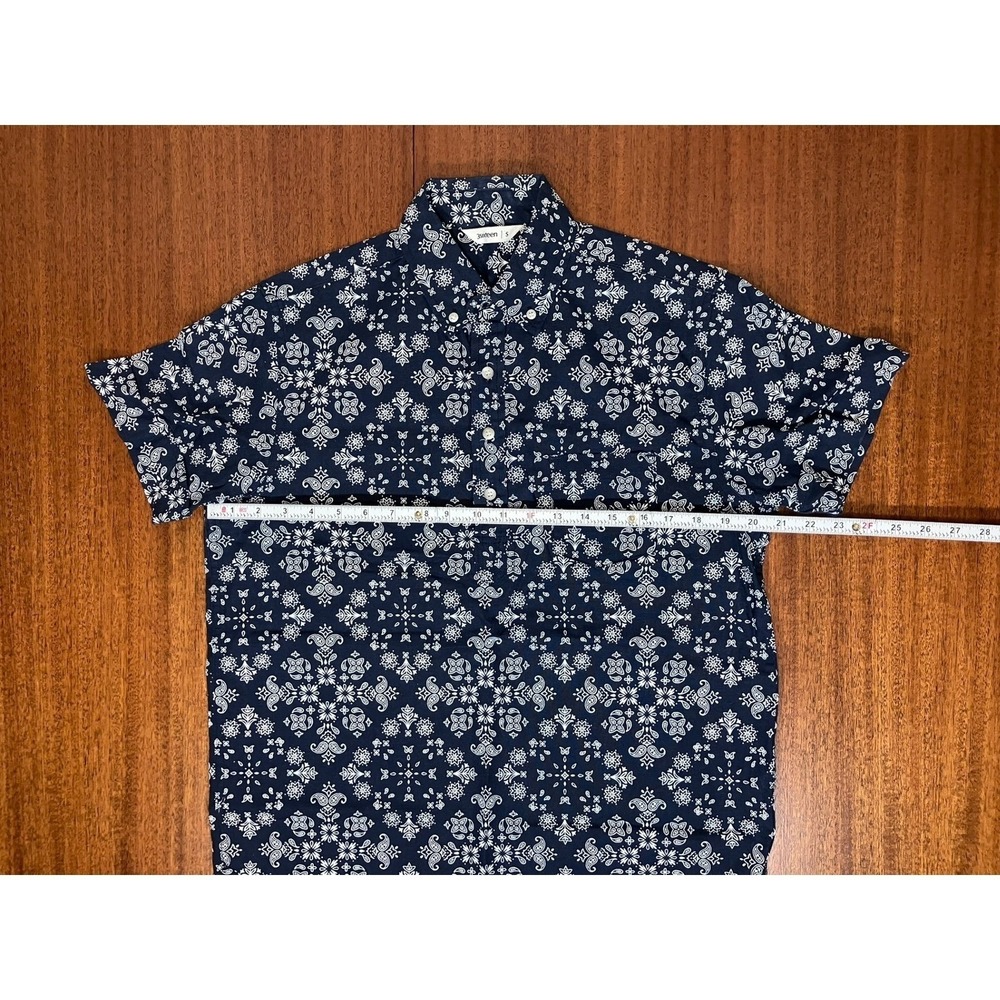 3sixteen Mens Small Navy Blue Bandana Paisely Print Cotton Linen Shirt Made USA - Picture 7 of 13